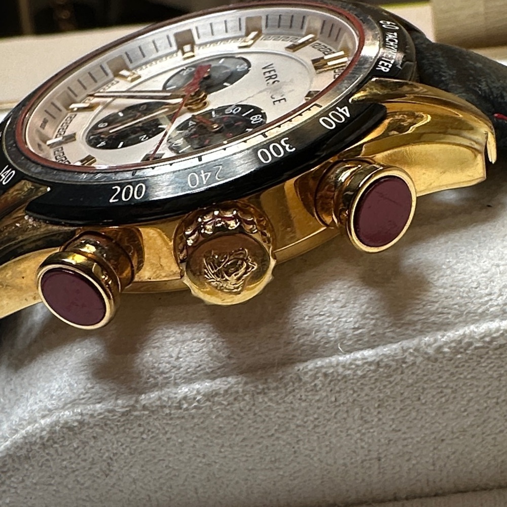 Versace Gold and Black Leather Chronograph Watch - Picture 15 of 17